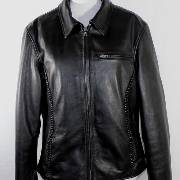 NEW First Classic Leather Gear Black Motorcycle Jacket Women's XL Zip -In Liner - Picture 1 of 7